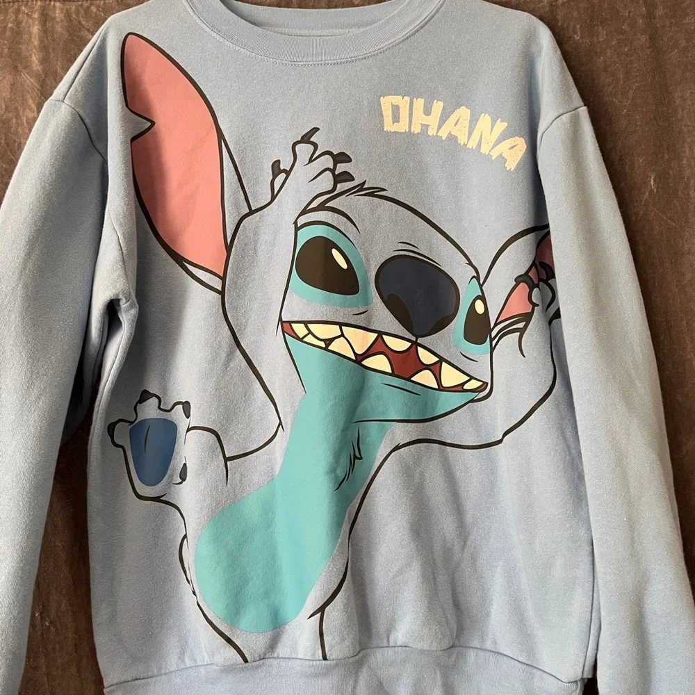Disney Stitch Light Blue Crew Neck - Picture 2 of 8
